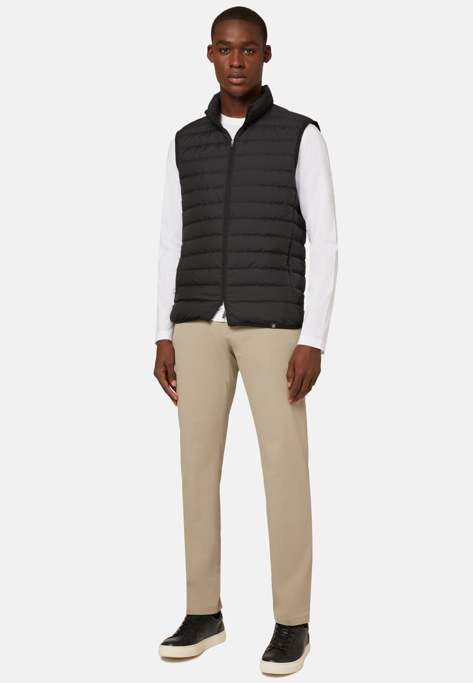 Goose Down Recycled Fabric Waistcoat, Black, hi-res