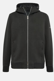 Full Zip Double Hoodie In Scuba, Black, thumb, 5