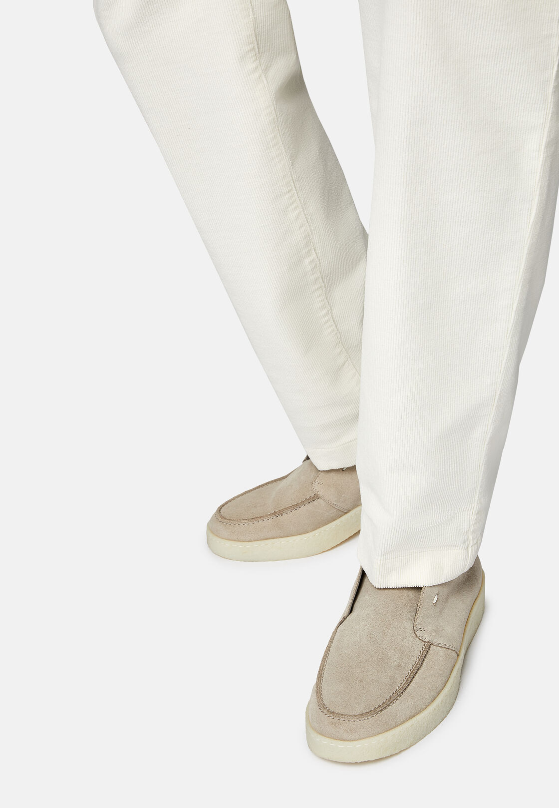 Suede Leather Ankle Boots, Beige, hi-res