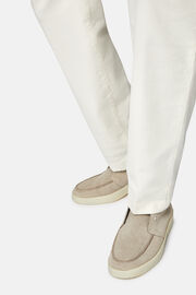 Suede Leather Ankle Boots, Beige, hi-res