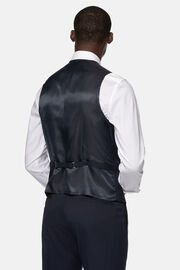 Navy Stretch Wool Twill Waistcoat, Navy blue, thumb, 3
