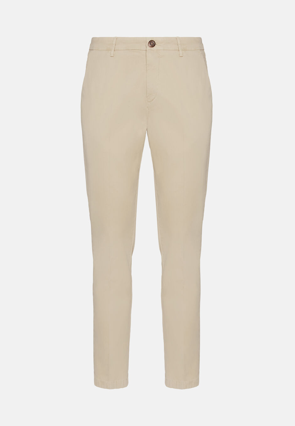 Stretch Cotton Trousers, Beige, hi-res