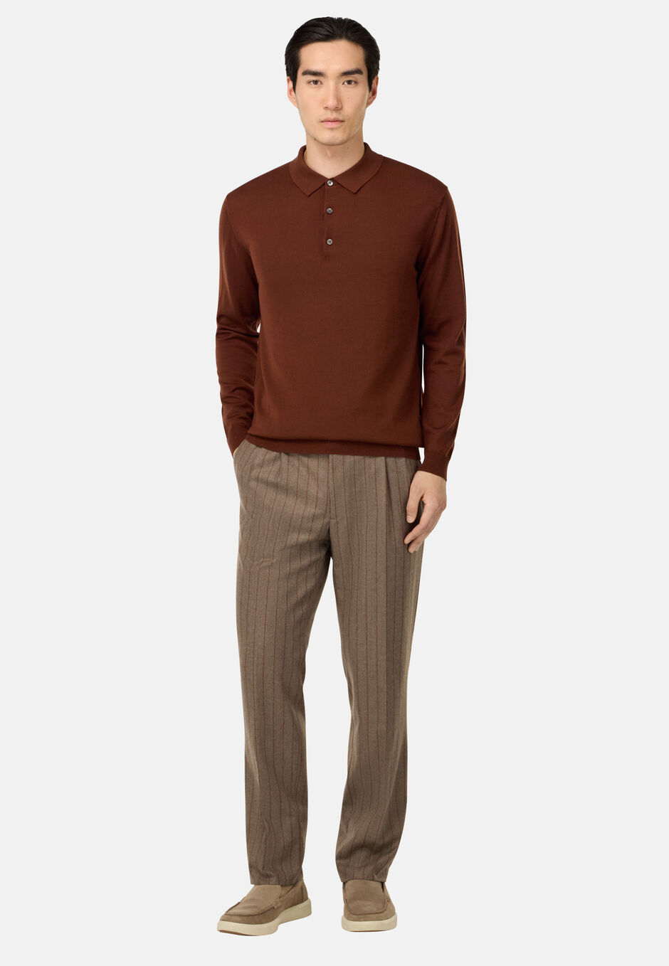 Knitted Merino Polo Shirt, Rot, hi-res