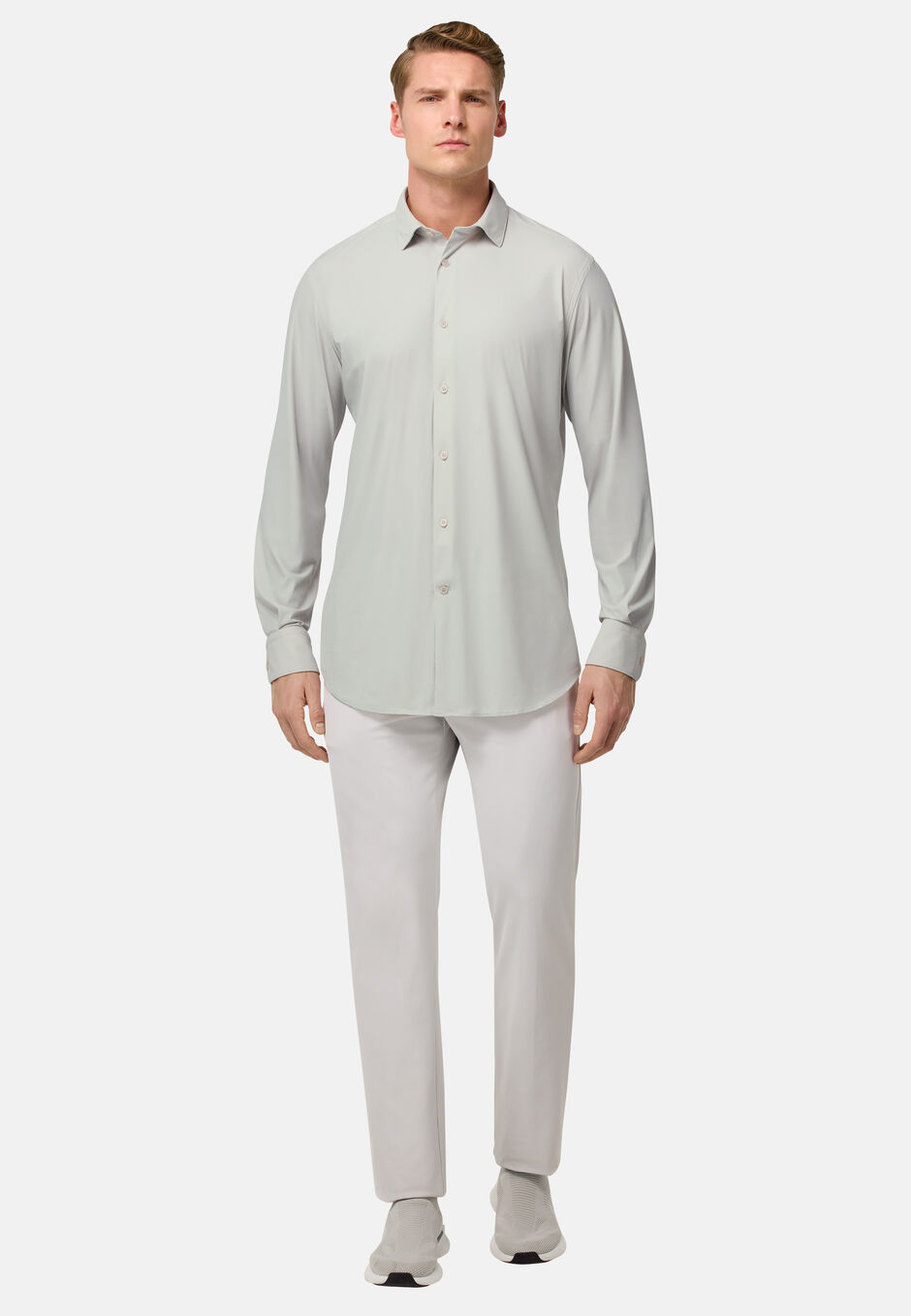 Slim Fit Stretch Nylon Shirt, Ice, hi-res