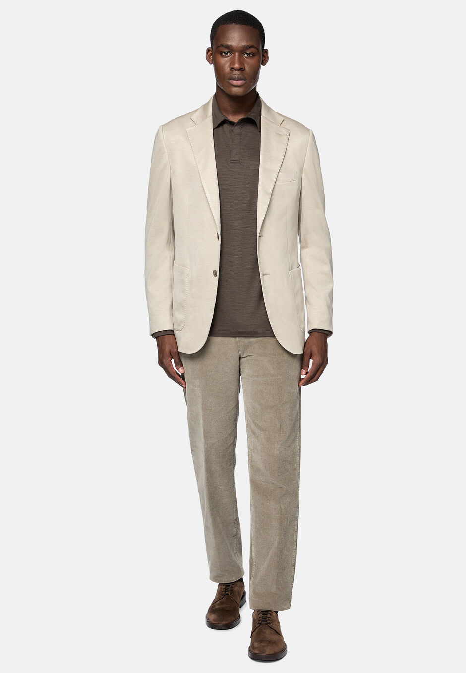 Navy Blue B Jersey Jacket in a Cotton, Cashmere And Tencel Blend, Sand, hi-res