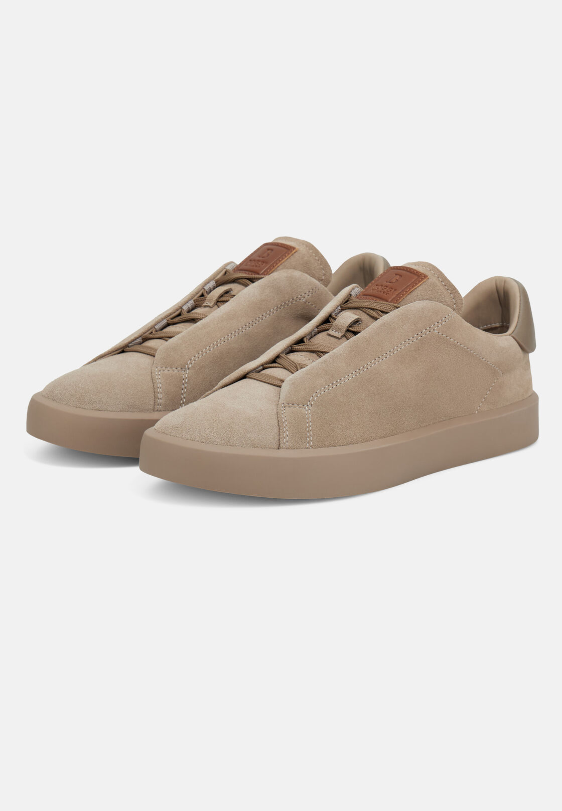 Suede Trainers, Taupe, hi-res