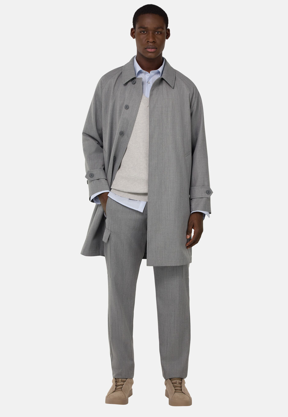 Caban In Lana Tecnica, Grigio, hi-res