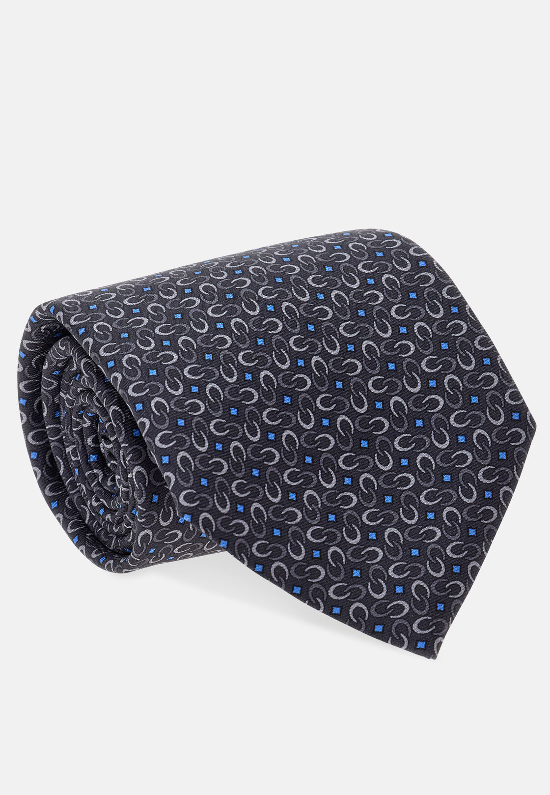 Patterned Silk Tie, Grey, hi-res, 2