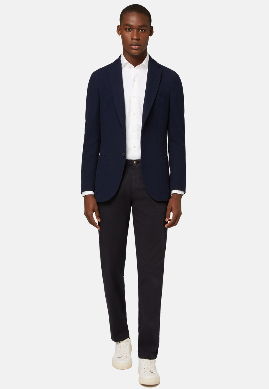 Navy Cotton B Jersey Jacket, Navy blue, hi-res