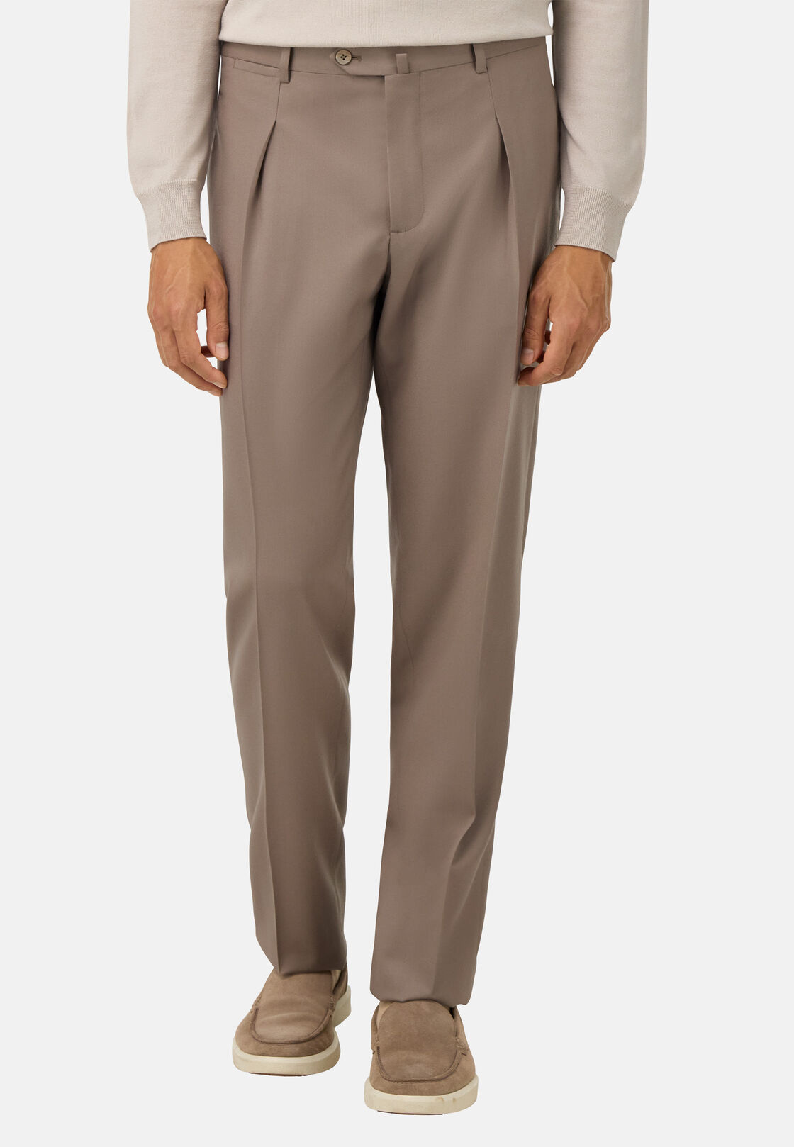 Flannel Trousers, Beige, hi-res, 2