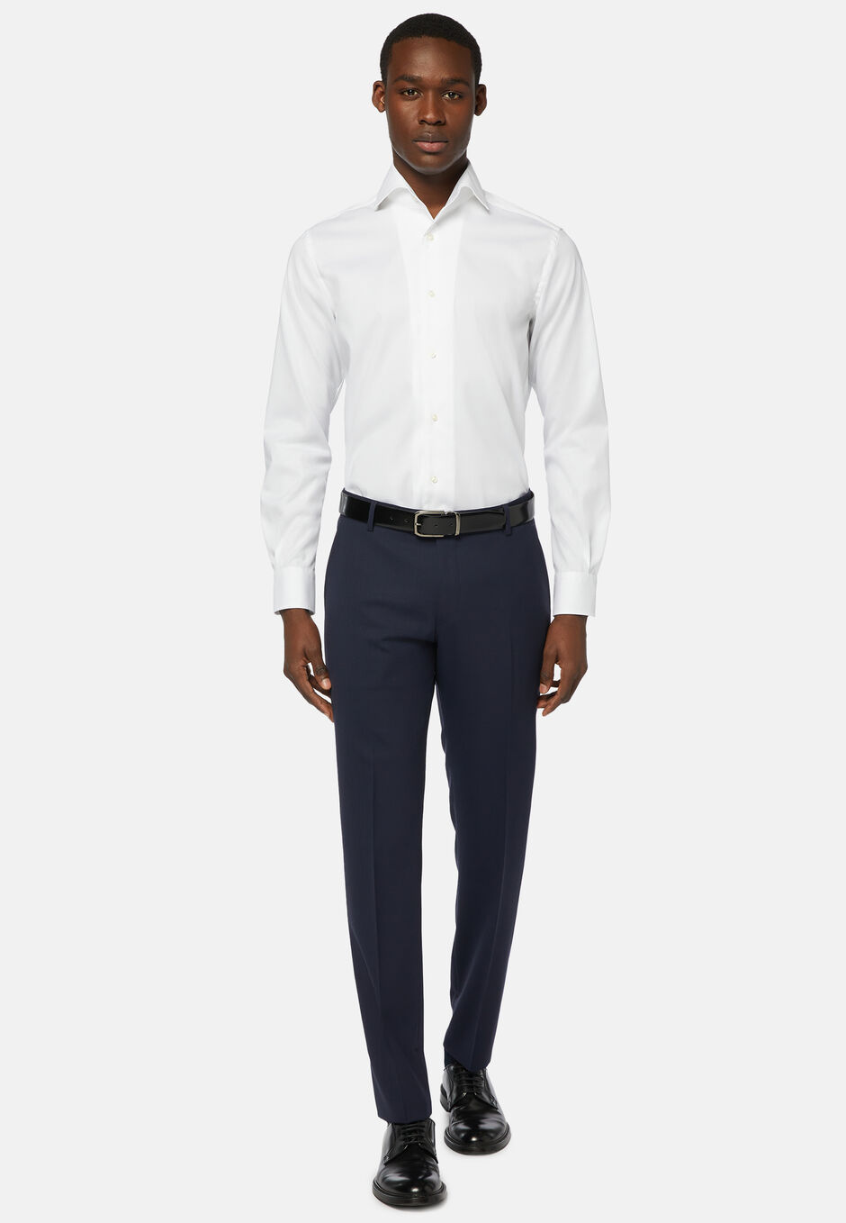 Regular Fit White Pinpoint Cotton Shirt, White, hi-res