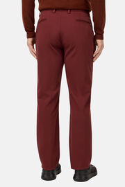 Pantalon En Coton Tencel Extensible, Burgundy, thumb, 4