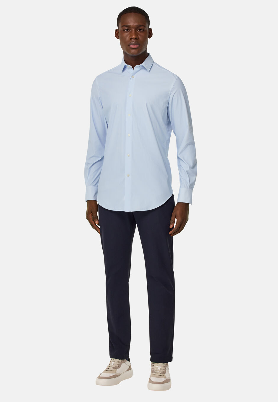 Slim Fit Stretch Nylon Shirt, Light Blue, hi-res