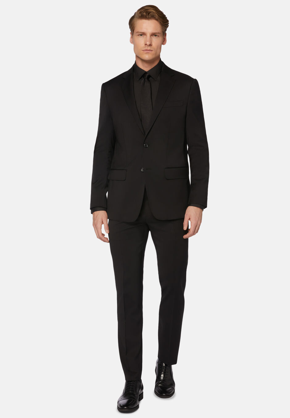 Black Stretch Wool Knit Suit, , hi-res