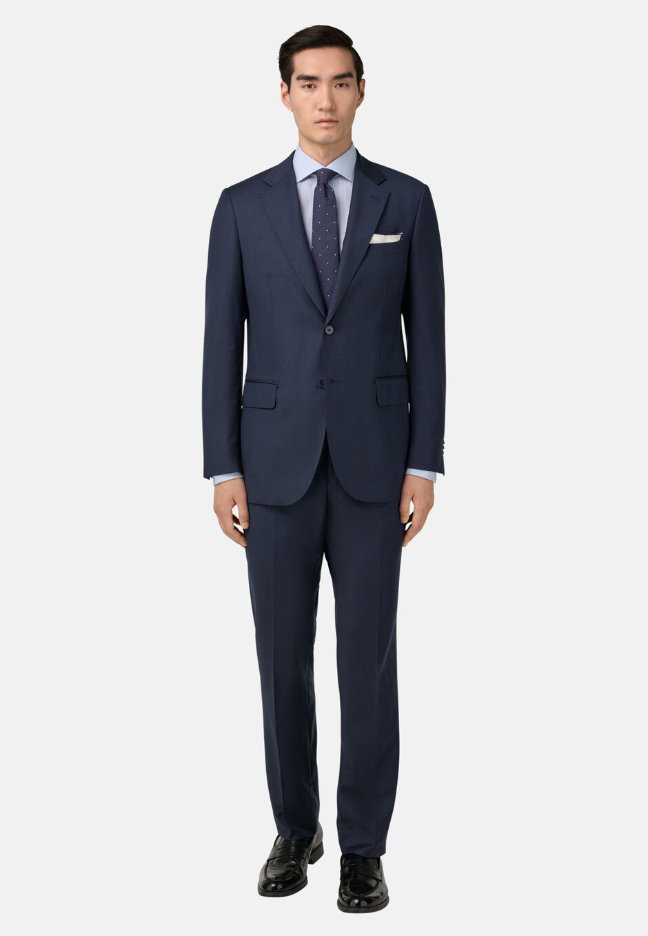 Micro Fancy Wool Suit Style Firenze, Navy blue, hi-res