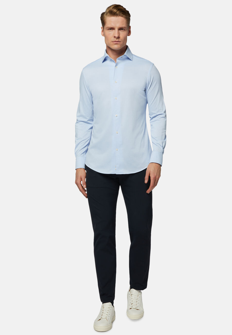 Regular fit japanese jersey polo shirt, Light Blu, hi-res