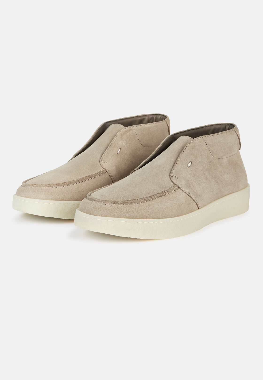 Suede Leather Ankle Boots, Beige, hi-res