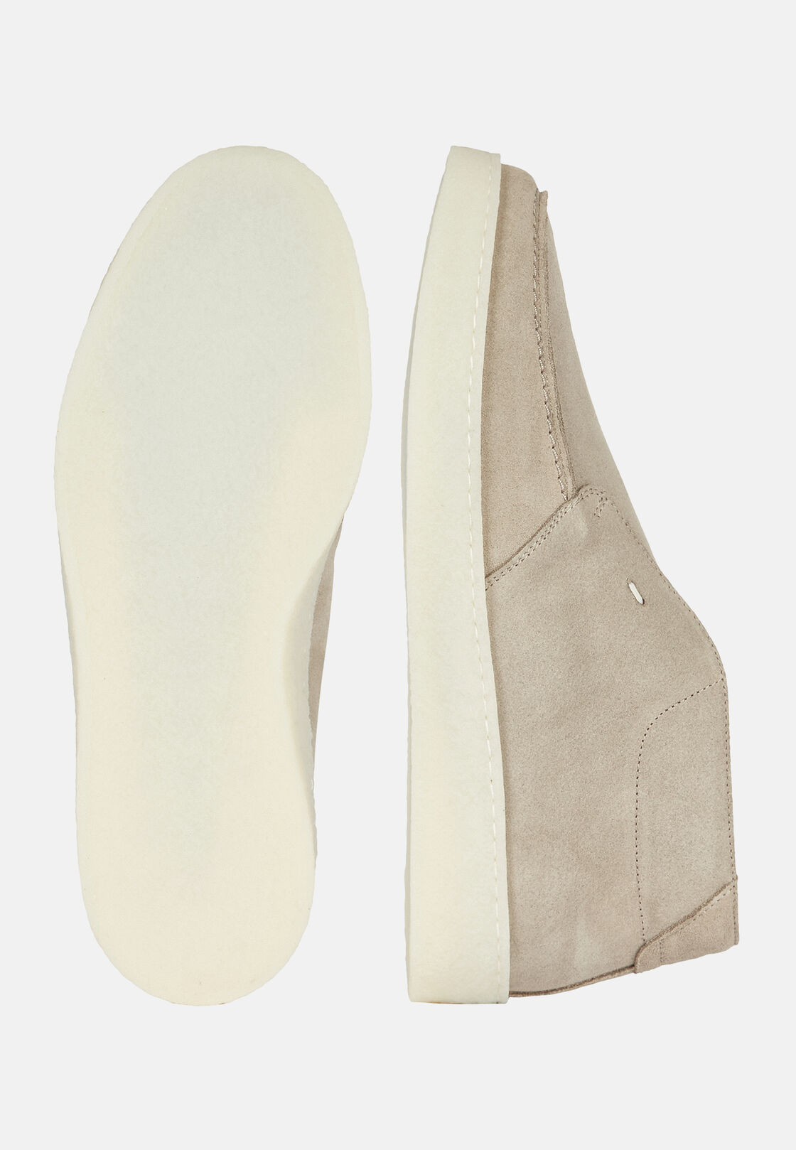 Suede Leather Ankle Boots, Beige, hi-res