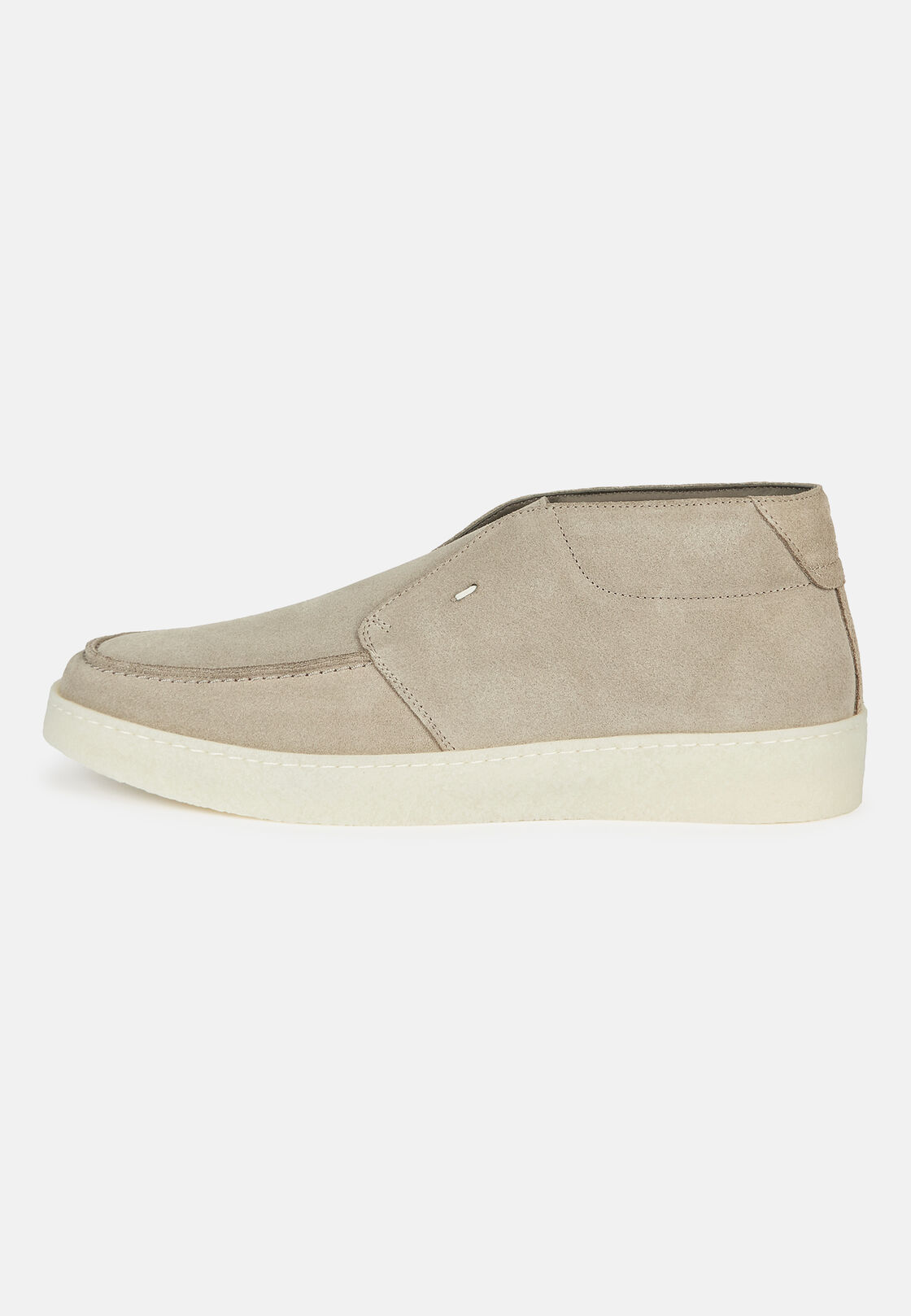 Suede Leather Ankle Boots, Beige, hi-res