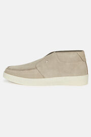 Suede Leather Ankle Boots, Beige, hi-res