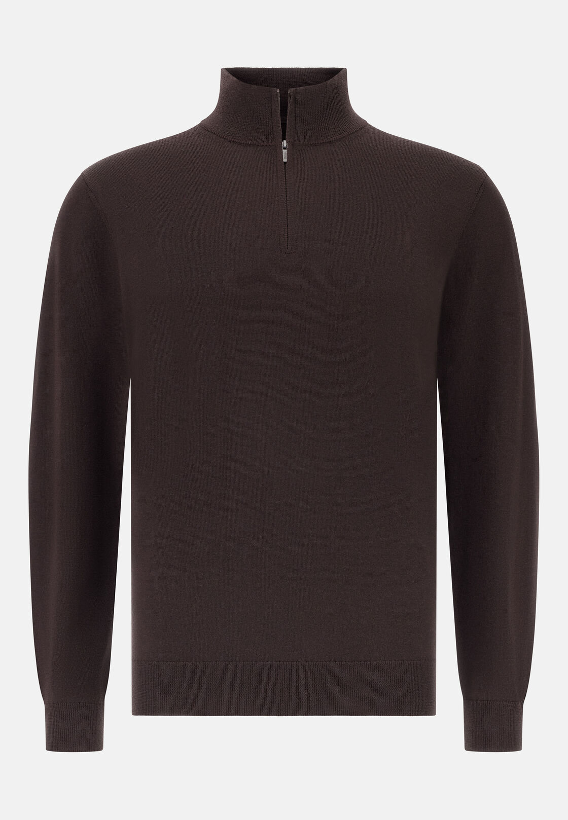 Merino Wool Half Zip Jumper, Dark brown, hi-res, 5