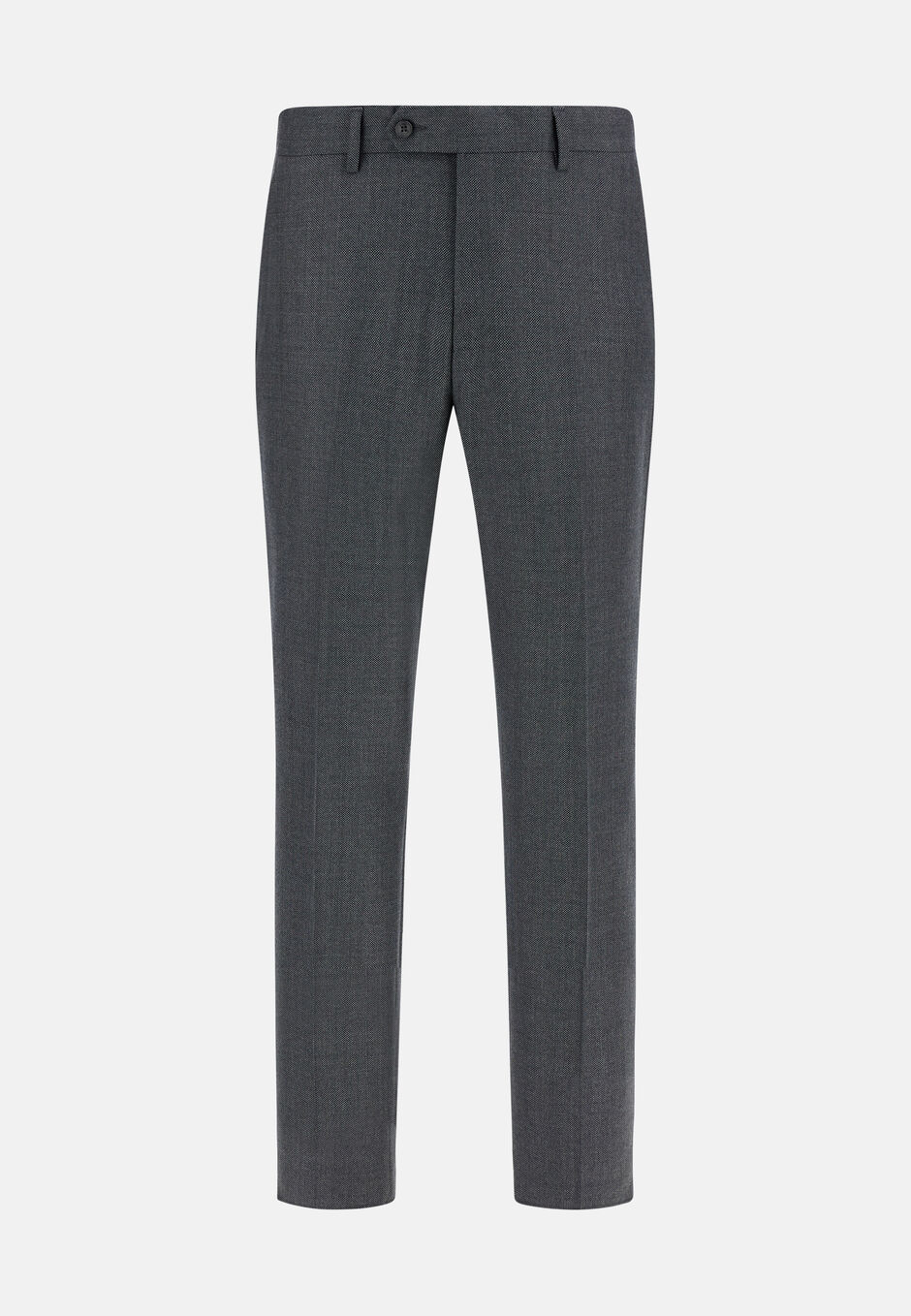 Pure Wool Bird's Eye Trousers, Medium grey, hi-res